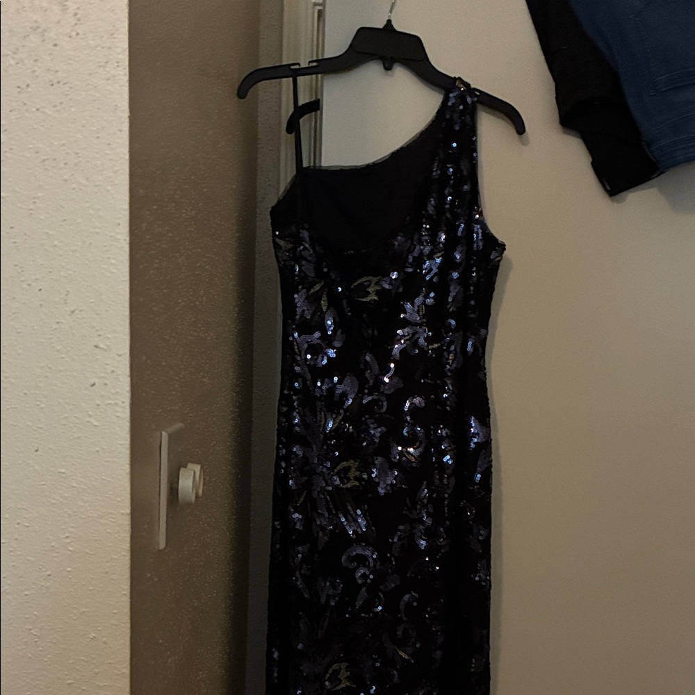 Glamorous One Shoulder Black Sequin Dress
